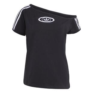 阿迪达斯三叶草女装春季新款斜领露肩辣妹装短袖休闲T恤KC8796