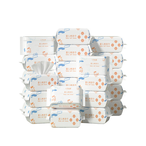 十月结晶小萌鸡绵柔巾婴儿新生宝宝专用加厚洗脸巾非棉柔巾36包
