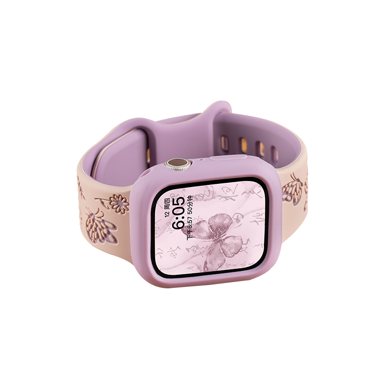 适用iwatch11表带S11苹果S8手表applewatch8彩蝶印花双色S9硅胶S10运动7女款可爱SE3夏季10创意S6新款11智能