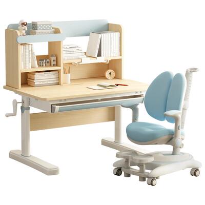 童画林实木可升降儿童学习桌套装