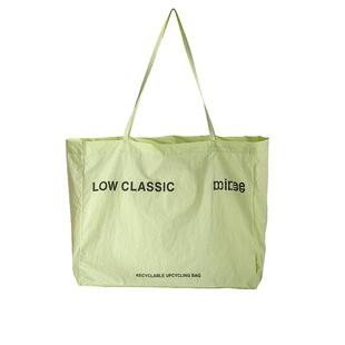 花儿与少年迪丽热巴同款包黄色帆布包字母LOWCLASSIC大容量单肩包