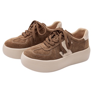 [明星同款]莎莎苏2025秋冬新款小奶糕厚底增高加绒德训鞋休闲板鞋