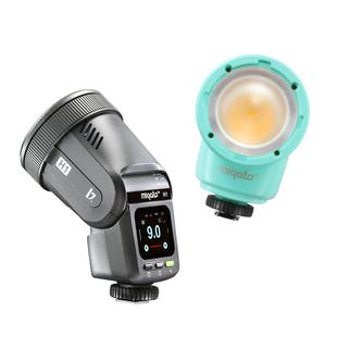 【原创科技】 金贝米奇朵H1圆头led机顶闪光灯锂电相机热靴HSS高速TTL适用佳能尼康富士索尼双色温常亮补光灯