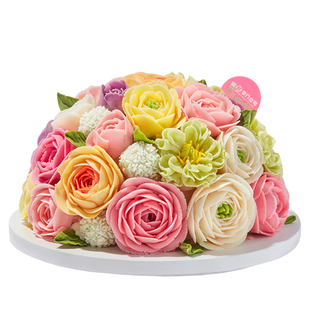 【心花怒放】送女友韩式裱花生日蛋糕券北京上海同城配送 BONCAKE