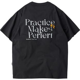 BENPANDA 【短袖清仓】夏季手绘花卉T恤男宽松休闲百搭短袖打底衫