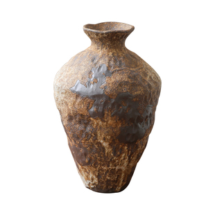 侘寂风复古陶罐陶瓷花瓶摆件客厅插花干花餐桌玄关民宿中古风花器