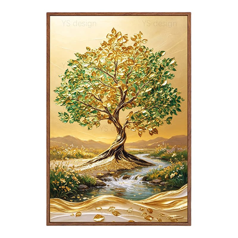 发财树数字油画diy填充丙烯涂色画招财客厅玄关装饰挂画手工礼物