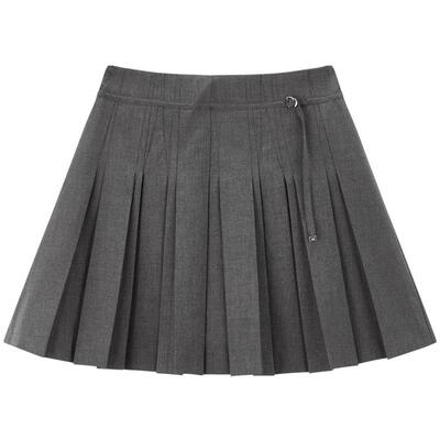 太平鸟女装夏季高腰简约宽松型A字裙灰色百褶短裙A1GEF213Q