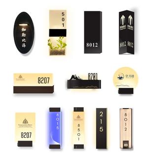 美容院房间发光门牌定制民宿酒店餐饮包厢门牌号会所KTV包房双面灯牌带灯标识LED充电门牌灯公寓房号亮灯挂牌
