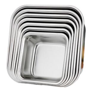 304不锈钢平底方盆方筛冲孔滤盆正方形自助餐盘洗菜盆漏盆沥水盆
