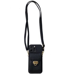 皮质卡槽零钱包适用苹果16promax手机壳iphone17pro斜跨12背带11软壳13pro全包14防摔xs高级感16plus原创男女