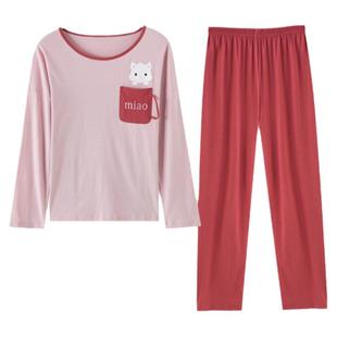 顶呱呱家居服套装情侣男女初中生睡衣纯棉长袖长裤薄款春夏季外穿