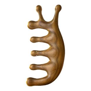 妮丽雅绿檀木按摩梳子头皮经络梳刮痧头部按摩五指梳防静电