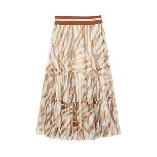 SANI奥莱亏本清仓不退不换撞色字母橡筋腰头冬季网纱A字半身裙女