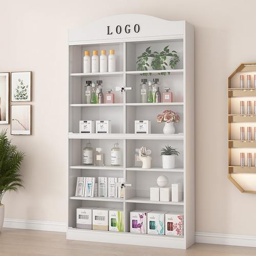 化妆品展示柜透明玻璃门带锁隔断商用样品礼品手办多层展示架防尘