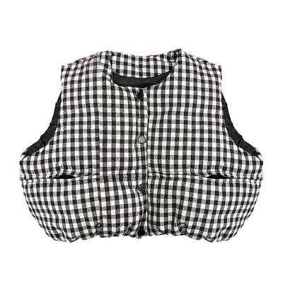 男童女童格子羽绒棉马甲洋气百搭