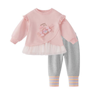 [7A抗菌]女童春季套装三岁宝宝春装小女孩洋气两件套新款儿童衣服