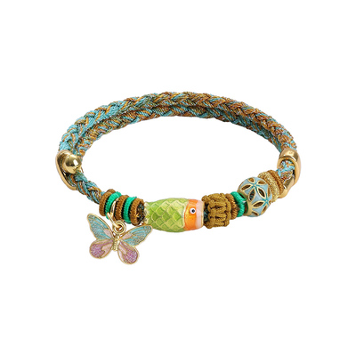 绿色蝴蝶吊坠手绳端午节五彩绳