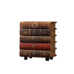欧式家居书房书桌摆件首饰收纳盒复古木质书盒假书模型摄影道具书
