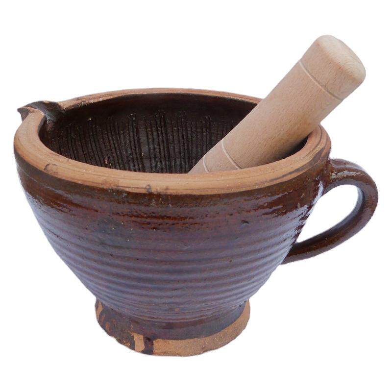 老式擂钵擂辣椒家用捣碎器土陶捣蒜器擂米糊擂茶钵手工中药研磨器