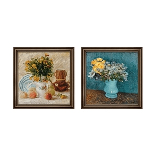 梵高美式餐厅装饰画莫奈餐桌挂画欧式入户玄关手绘油画高级感客厅