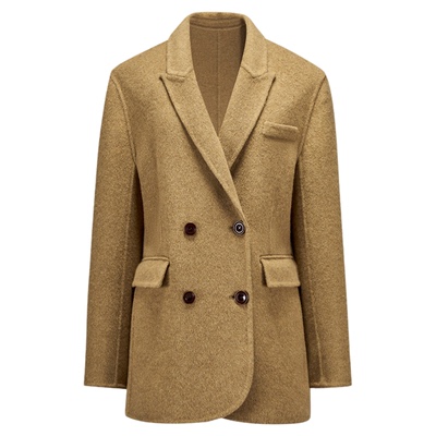 高领马甲双面尼大衣套装