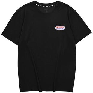 斯凯奇男女同款圆领短袖运动T恤衫透气舒适速干宽松白色上衣潮流