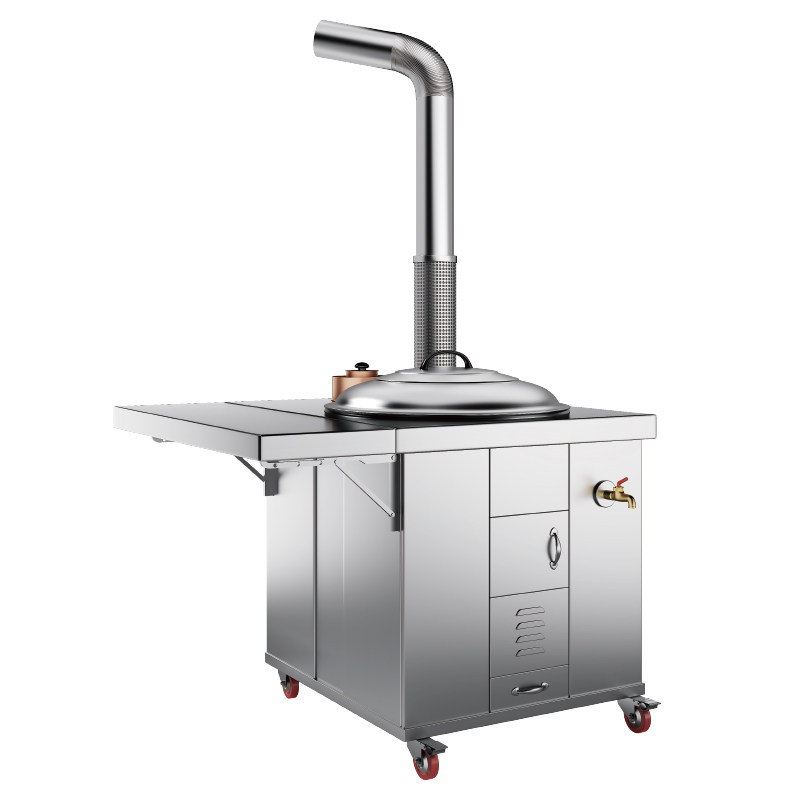 柴火灶家用烧木柴新农村不锈钢大锅台移动无烟地锅灶土灶台一体锅