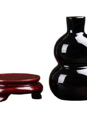 【已祝福】天然黑曜石小葫芦实心平安镇宅家居办公室卧室风水摆件