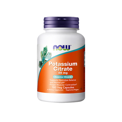 美国原装进口Now foods诺奥柠檬酸钾胶囊99mg180粒PH酸碱健身生酮