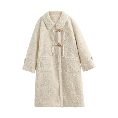 森女部落学院风仿羊羔毛绒大衣女2025新款设计感宽松毛呢外套冬季