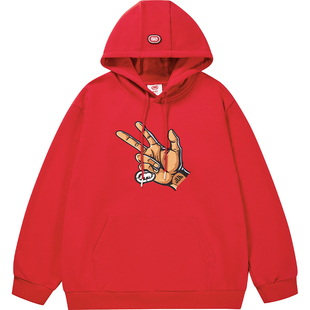 ecko红犀牛  美式连帽情侣卫衣男女过年红色战袍2026春季新款外套