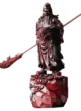 小叶紫檀关公摆件客厅实木财神爷