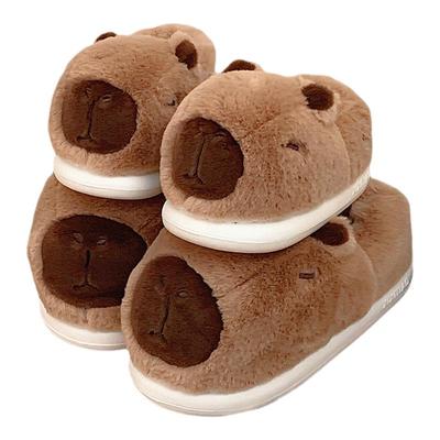 细细条可爱卡皮巴拉保暖棉拖鞋冬