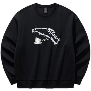 安踏趣味套头衫卫衣女款春季新款加绒保暖休闲宽松多巴胺运动上衣