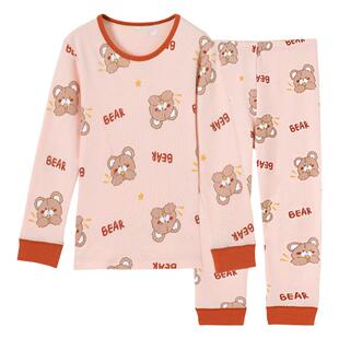 顶瓜瓜顶呱呱儿童内衣氧气棉秋衣秋裤圆领棉毛衫女童保暖内衣套装