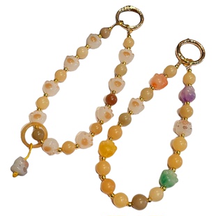 菩提猫爪招财猫手机链新中式精致手腕挂链可爱国风串珠手链吊坠旺财运聚财女链条复古炭烧高级新款钥匙挂饰壳