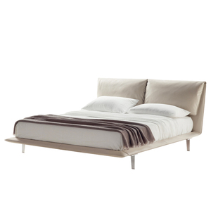 Poltrona Frau/John-John Bed意式极简布艺真皮床高端主卧大床