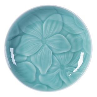 龙泉青瓷菜盘子创意骨碟盘子家用6早餐盘陶瓷7西餐盘餐具酒店8寸