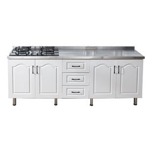 厨房橱柜灶台柜一体厨柜碗柜家用简易组装租房不锈钢厨房储物柜子