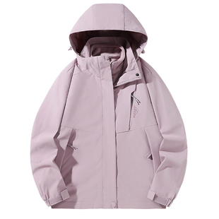 冲锋衣外套女款2025秋冬新款三合一可拆卸防风防水加厚滑雪风衣男