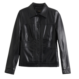 真皮皮衣女短款外套2025秋冬绿色绵羊皮显瘦皮夹克韩版修身小皮衣