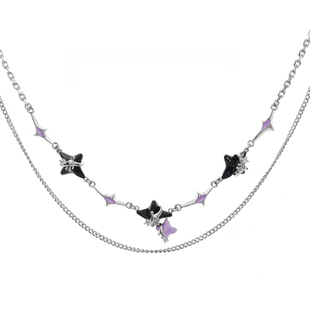 神秘感！SUMIYAKI原创设计幻影旅团黑紫双层项链女库洛米锁骨链