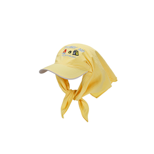 卡通嘻哈字母刺绣黄色头巾帽子女大头围显脸小时尚小众街头鸭舌帽