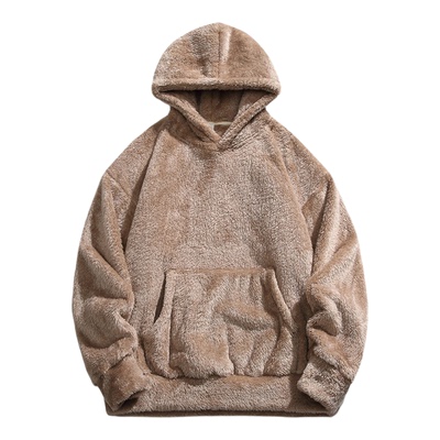 秋冬北极绒连帽宽松男卫衣情侣款