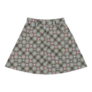 QUORRA S CHORD限量纯棉格子铆钉气眼高腰A字半身裙辣妹短裙