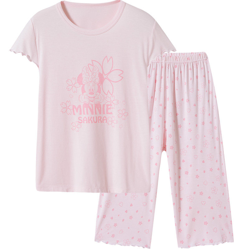 高端三枪迪士尼女童睡衣夏季薄款儿童家居服莫代尔空调中大童公主