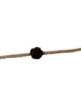 毛茸咖色玫瑰花choker