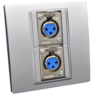 银色双母卡侬面板86型KTV麦克风话筒卡农三芯欧姆航空头音频插座