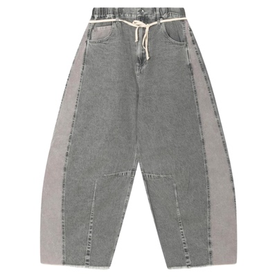 niko and ...裤子女2025秋冬新款廓形拼色牛仔弯刀裤498992